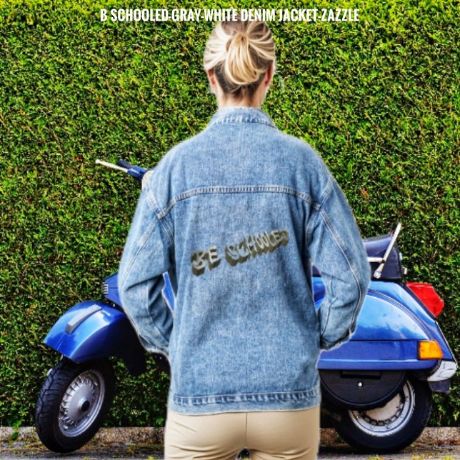 B Schooled Grey-white    Denim Jacket (Creator Uploaded)