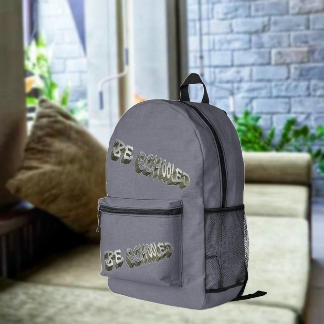 B Schooled Grey-Wht  Printed Backpack (You know where your priorities are, when you carry this backpack!)