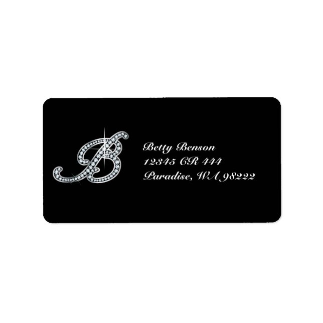 B Script Faux-"Diamond Bling" Label (Front)