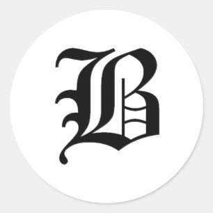 B-text Old English Classic Round Sticker