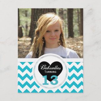 B&W 13th Birthday Chevron Print: Party Invitation