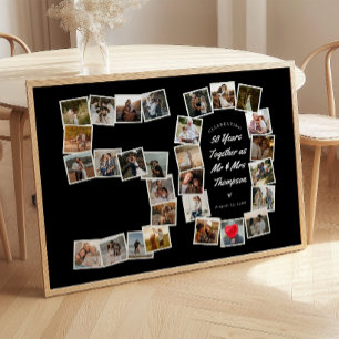 B & W 50th Anniversary 50 Years Photo Collage Poster