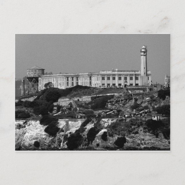 B&W Alcatraz Island Postcard (Front)