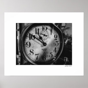 B&W Baby Ben Vintage Clock Poster Print