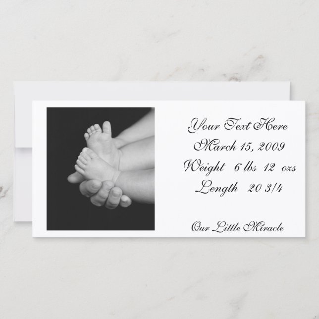 B&W Babys Feet Photo Card (Front)