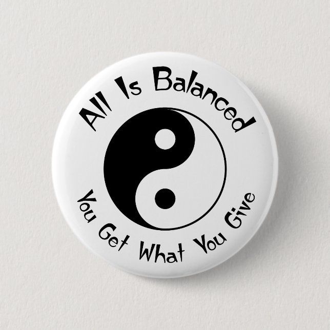 B & W Balance Yin Yang Button (Front)