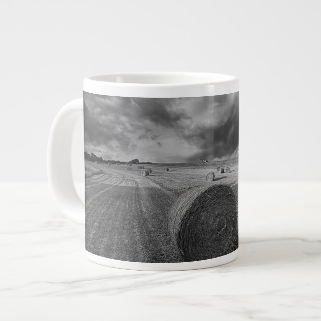 B&W Barley Field Large Coffee Mug (Front Left)