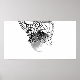 B&W Basketball Ball Print Poster