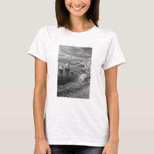 B&W beach coastline, California T-Shirt