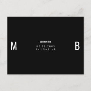 B/W Bold Monogram Save Our Date Postcard