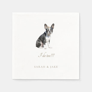 B/W Boston Terrier Pet Wedding Napkins
