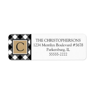 B&W Buffalo Check Plaid and Kraft Paper Monogram