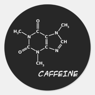 B&W Caffeine Molecule Sticker