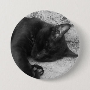 B&W - Cat Sleeping 3 Inch Round Button