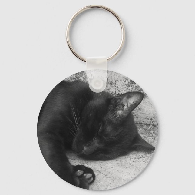 B&W - Cat Sleeping Keychain (Front)