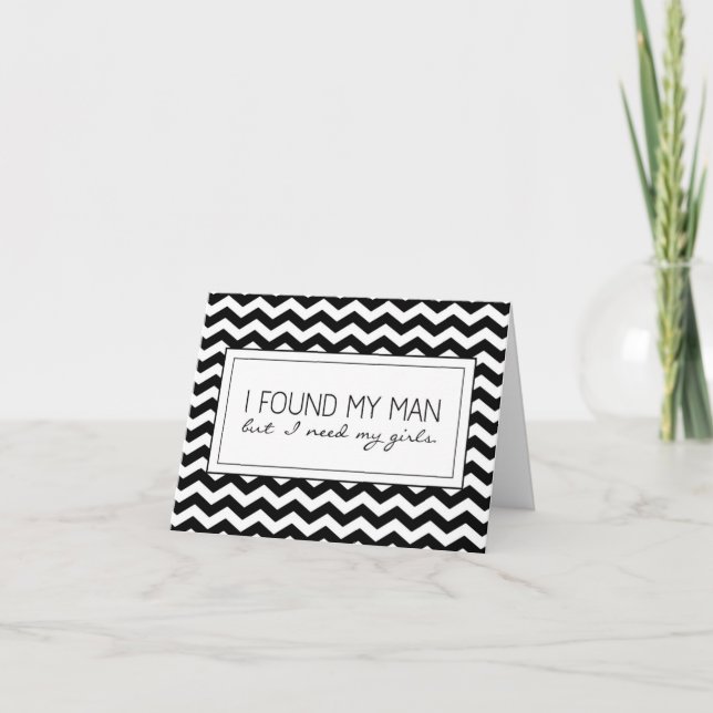 B&W Chevron Striped Matron of Honour Request Card (Front)