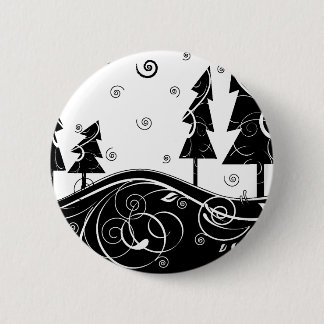 b&w Christmas trees 2 Inch Round Button