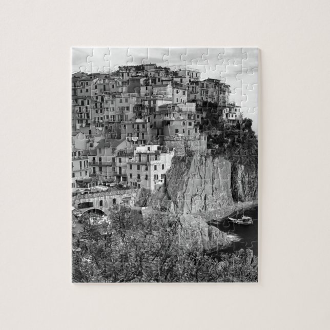 B&W Cinque Terre Jigsaw Puzzle (Vertical)