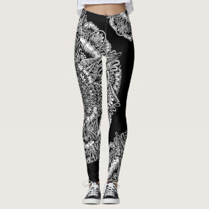 B&W Circular Mandala Leggings