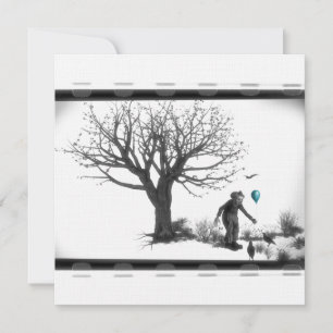 B&W Clown - Turquoise Balloon - Old Tree - Ravens