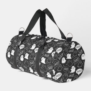 B&W Cute Doodle Halloween Pattern Duffle Bag