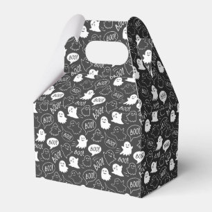 B&W Cute Doodle Halloween Pattern Favor Box