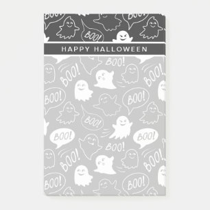 B&W Cute Doodle Halloween Pattern Post-it Notes