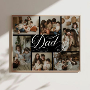 B & W Dad Script Typography 6 Photo Collage Poster
