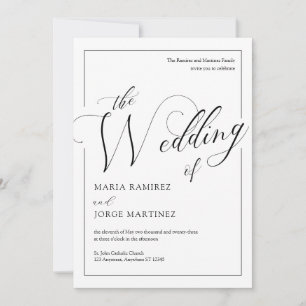 B&W Elegant Formal Script Wedding Invitation