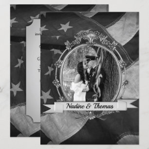 B&W Faire-part de mariage militaire avec photo