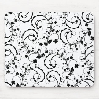 b&w floral pattern mouse pad