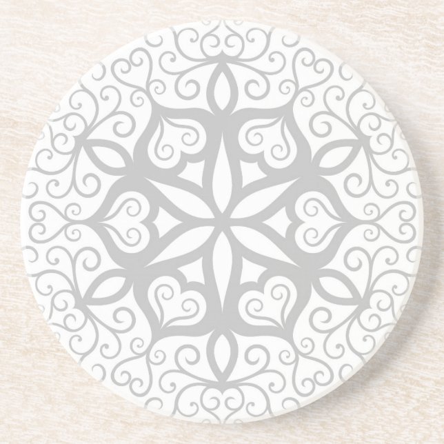 B&W Fractal Flower Embellishment 4 Coaster (Front)