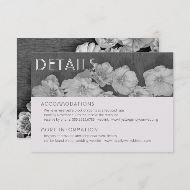 B & W Garden Hellebore Details Enclosure Card (Front/Back)