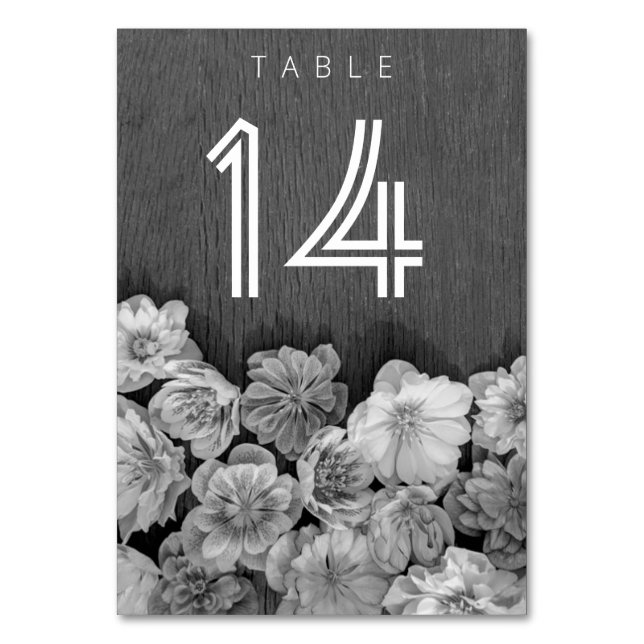 B & W Garden Hellebore Table Number (Front)
