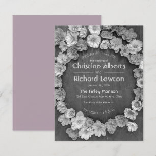 B & W Garden Hellebore Wedding Invitation