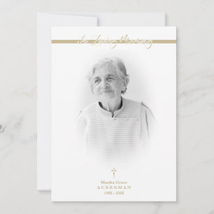 B&W Golden Photo Remembrance Service Dear Ones Card