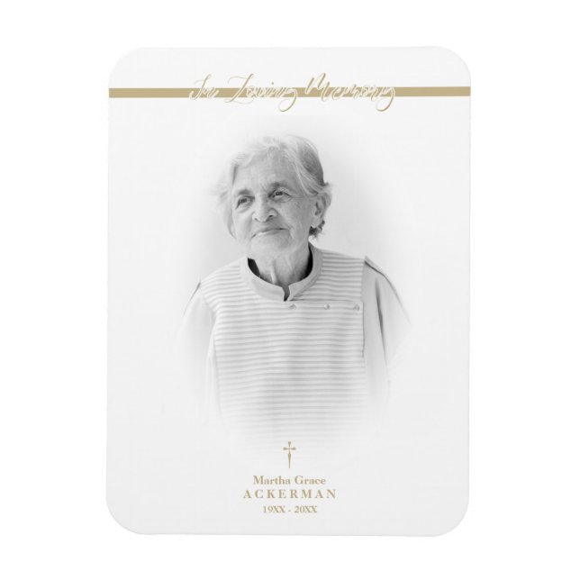 B&W Golden Photo Remembrance Service Dear Ones Magnet (Vertical)