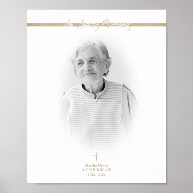 B&W Golden Photo Remembrance Service Dear Ones Poster (Front)
