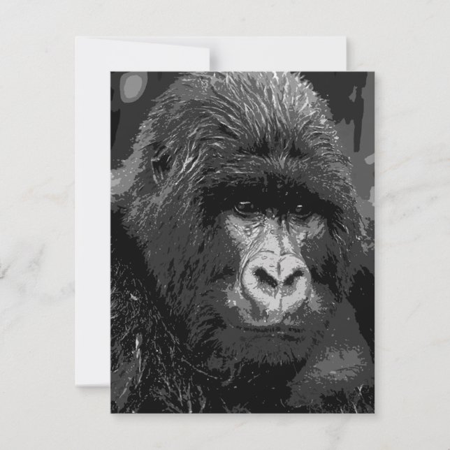 B&W Gorilla Face Invitations (Devant)