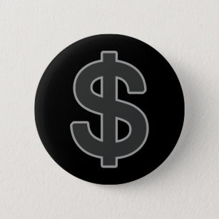 b&w graphic money symbol 2 inch round button