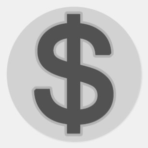 b&w graphic money symbol classic round sticker