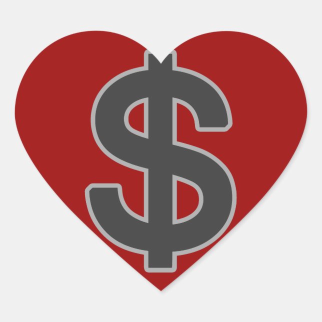 b&w graphic money symbol heart sticker (Front)
