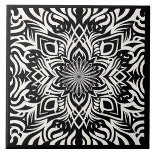 B&W Harmony (with border) Tile