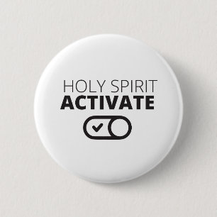 B/W Holy Spirit Activate Icon Gospel Graphics Gosp 2 Inch Round Button