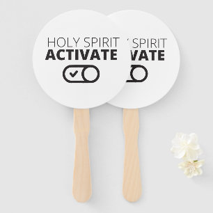 B/W Holy Spirit Activate Icon Gospel Graphics Gosp Hand Fan