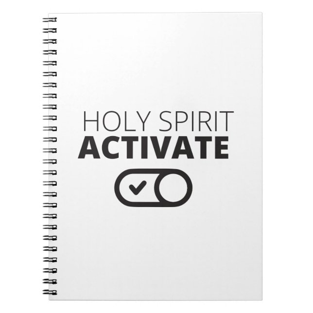 B/W Holy Spirit Activate Icon Gospel Graphics Gosp Notebook (Front)
