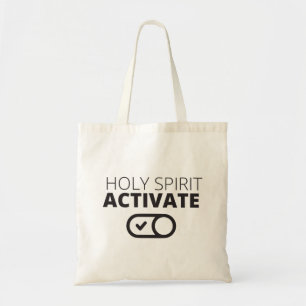 B/W Holy Spirit Activate Icon Gospel Graphics Gosp Tote Bag