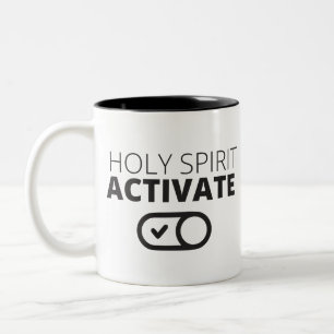 B/W Holy Spirit Activate Icon Gospel Graphics Gosp Two-Tone Coffee Mug