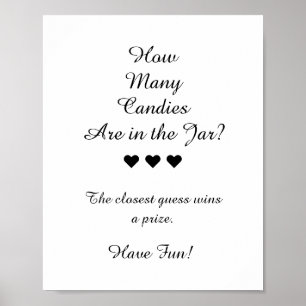 B&W How Many Candies Are In The Jar Game Poster