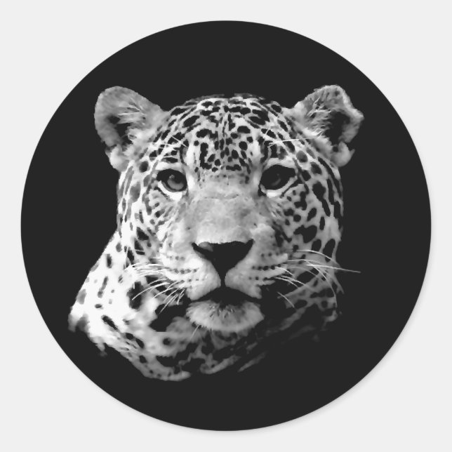 B&W Jaguar Classic Round Sticker (Front)